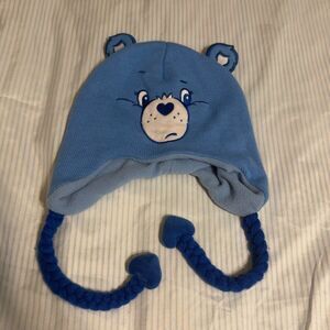 Blue Care Bears hat with ears and braided ties #carebears